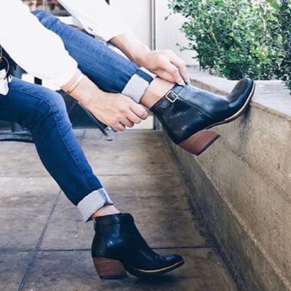 Kork Ease Maddelena Black Leather Boots Women’s Size 7